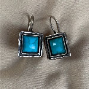 Silver Metal/Turquoise Earrings